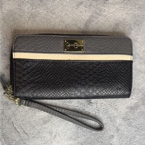 Jessica Simpson Color-Block Zip Around Wristlet Wallet - Leopard Interior - EUC